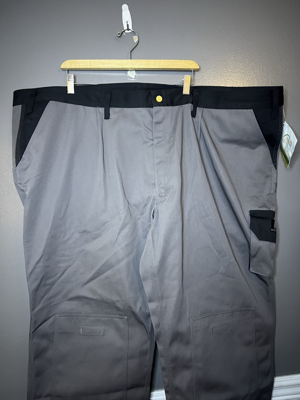 Mascot Cargo Pants Mens 56x32 Gray Canvas Workwear Knee Pad Pockets Big Tall
